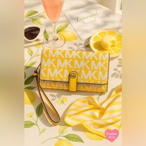Michael Kors Yellow MK Logo Wristlet Wallet | Saffiano Leather | NWT